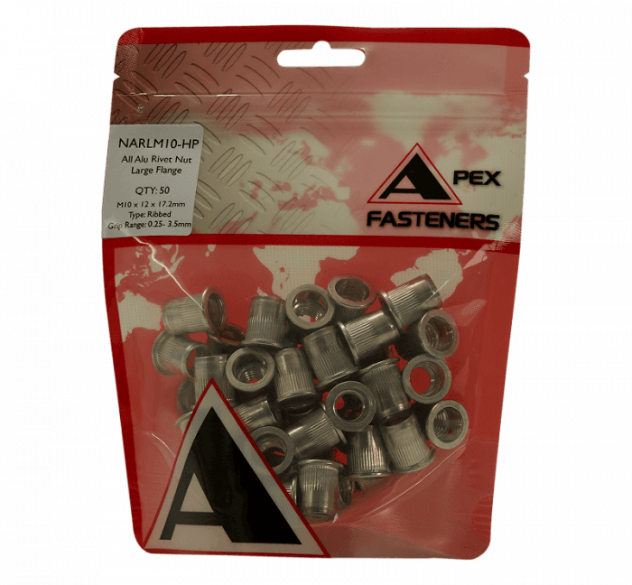 Apex Rivet Nut Alum LF Rib M10 HP P50
