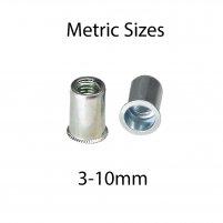 METRIC THIN HEAD NON-RIBBED STEEL RIVET NUTS